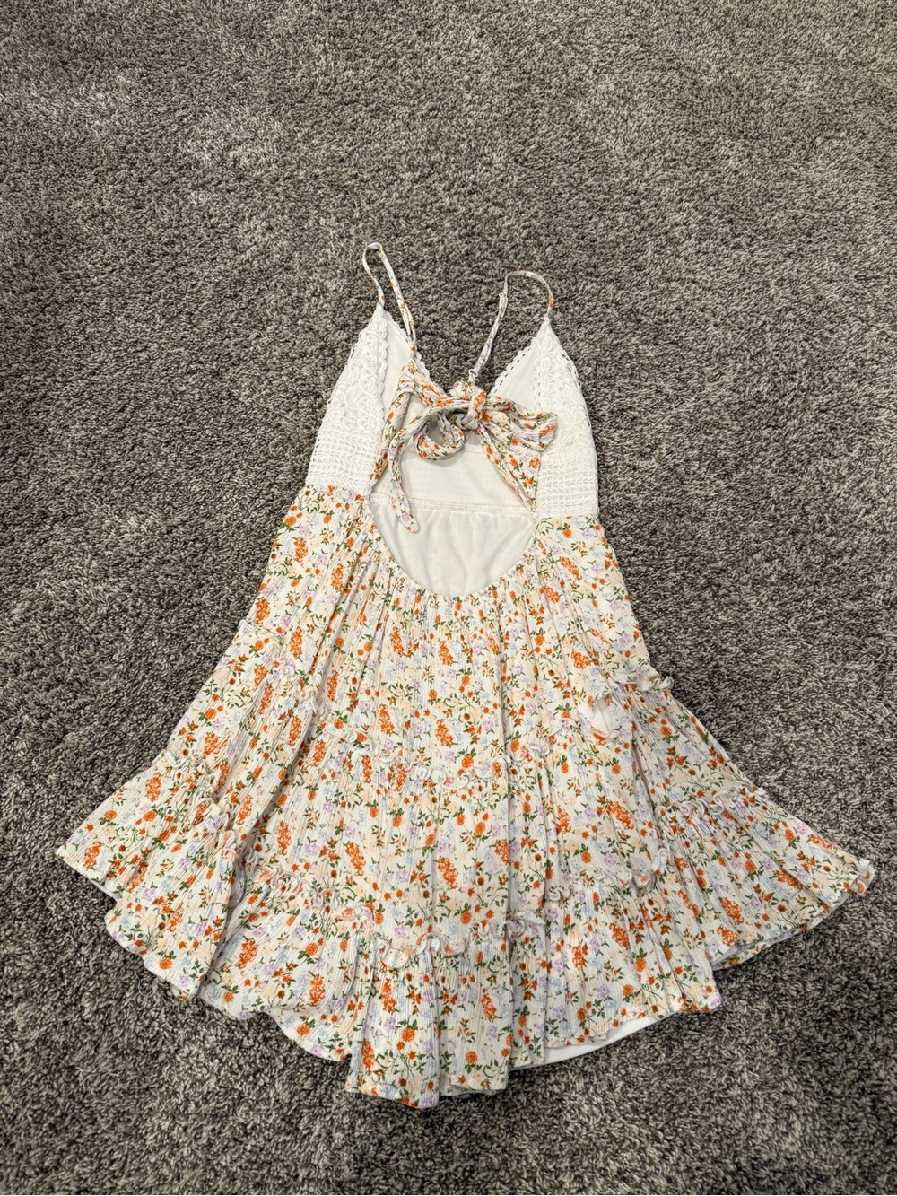 Justify Floral Mini Dress Womens Medium Boho Cottagecore Lace Tie Back - Picture 3 of 9